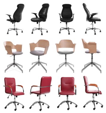 Farklı ofis sandalyeleri beyaz, set