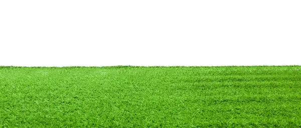 Green Artificial Grass Surface Isolated White — Stock Photo, Image