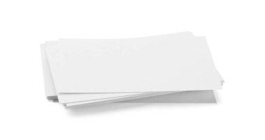 Beyaza izole edilmiş boş kartvizitler. Tasarım için model