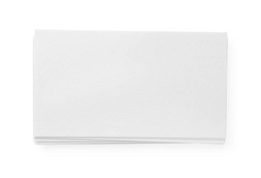 Boş kartvizitler beyaza izole edilmiş, üst manzara. Tasarım için model