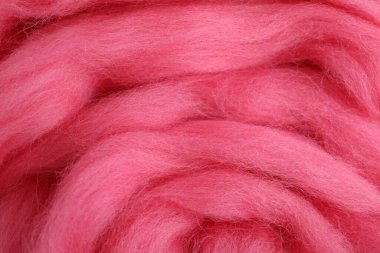 Arka plan olarak pembe keçeli yün, yakın plan görünümü