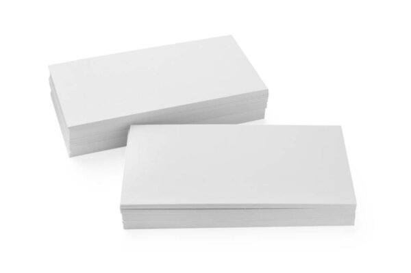Blank business cards isolated on white. Mockup for design