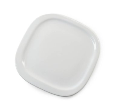 Temiz bir seramik tabak beyaz, üst görünümde izole