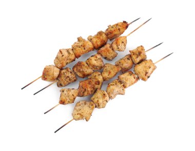 Lezzetli taze şiş kebaplar beyaz, üst manzara