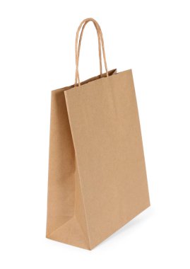 Beyaza izole edilmiş bir kese kağıdı.