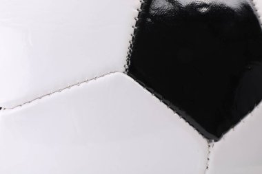 Arka plan olarak deri futbol topu, yakın görünüm