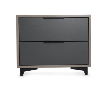 Beyazda izole edilmiş gri komodin.