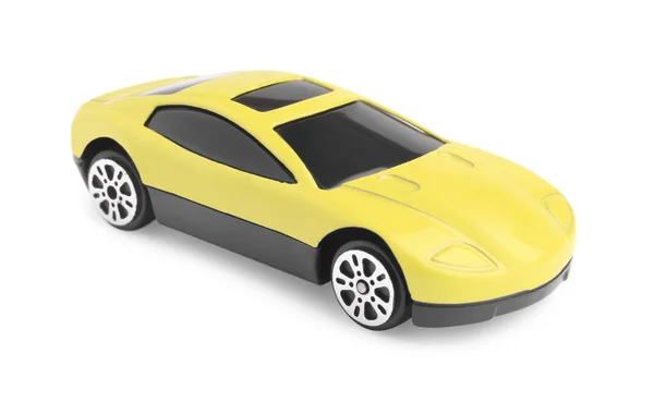 One Yellow Car Isolated White Children Toy — Stock Photo, Image