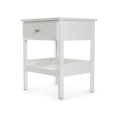 Beyazlar üzerinde izole edilmiş ahşap komodin.