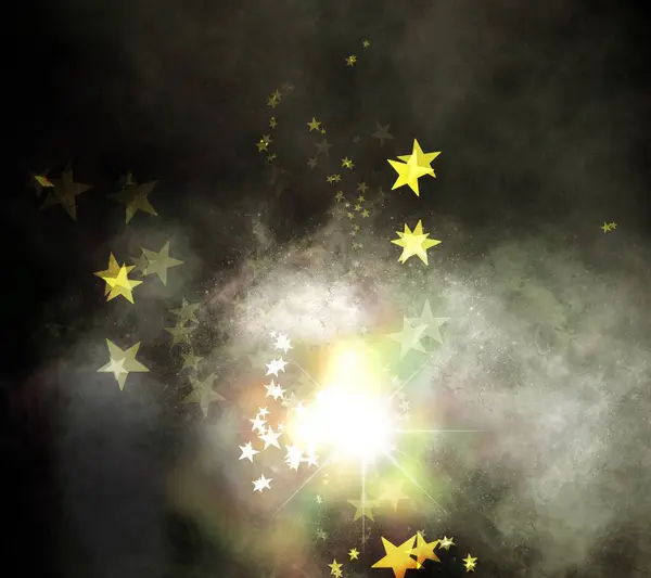 Magiskt Ljus Och Förtrollade Stjärnor Svart Bakgrund — Stockfoto