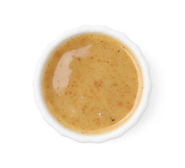 Beyazlar içinde izole edilmiş tabakta lezzetli hindi sosu.