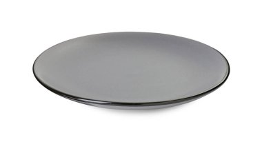 Güzel, gri bir plaka beyaza izole edilmiş.