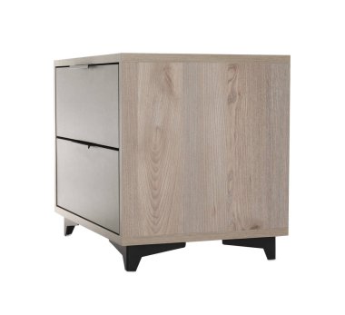 Beyazlar üzerinde izole edilmiş ahşap komodin.