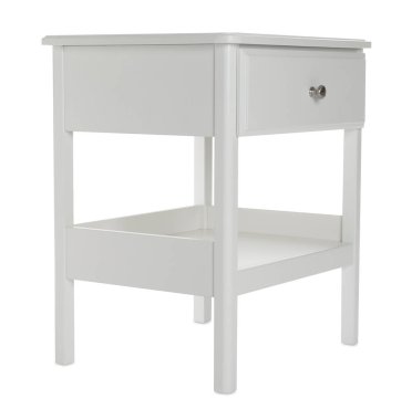 Beyazlar üzerinde izole edilmiş ahşap komodin.