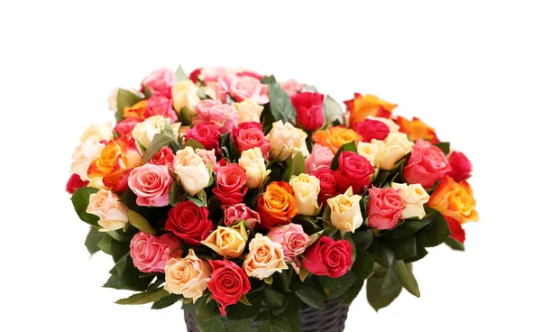 Bouquet Beautiful Roses Beige Background — Fotografia de Stock