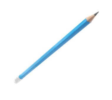 Beyaza izole edilmiş keskin bir grafit kalem.