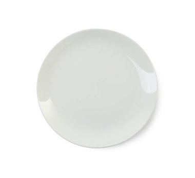 Temiz bir seramik tabak beyaz, üst görünümde izole