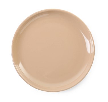 Temiz bir seramik tabak beyaz, üst görünümde izole