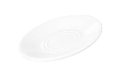 Seramik plaka beyaza izole edilmiş. Mutfak aletleri