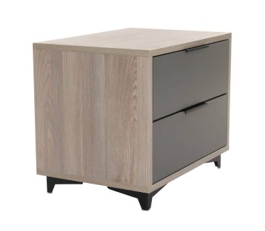 Beyazlar üzerinde izole edilmiş ahşap komodin.