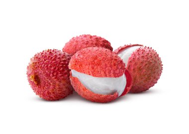 Taze lychees beyaz üzerinde izole. Tropik meyve