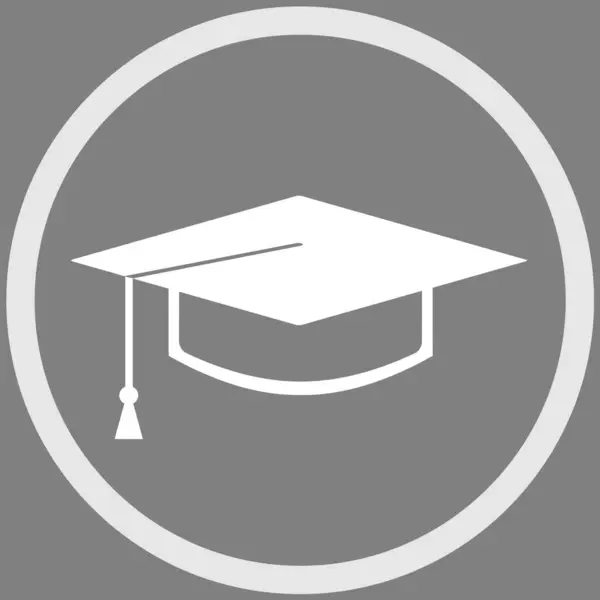 Square academic cap in frame, illustration on grey background