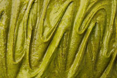 Arka plan olarak fıstıklı krema, üst manzara.