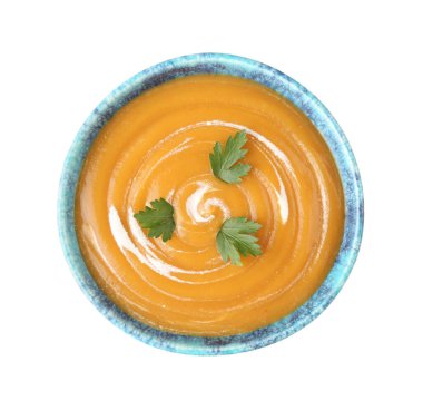 Maydanozlu lezzetli balkabağı çorbası.