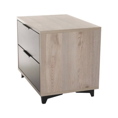 Beyazlar üzerinde izole edilmiş ahşap komodin.