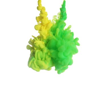 Açık arkaplanda sarı ve yeşil mürekkep lekeleri var. Metin için boşluk