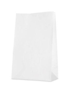 Bir açık kese kağıdı beyaza izole edilmiş.