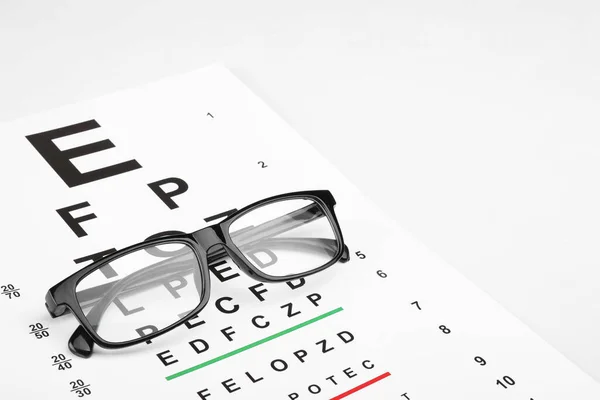 Óculos Gráficos Ensaio Visão Isolados Branco — Fotografia de Stock