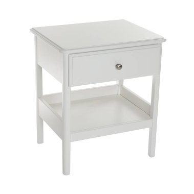 Beyazlar üzerinde izole edilmiş ahşap komodin.