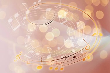 Arka planda bulanık ışıklı notalar, bokeh etkisi