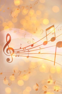 Arka planda bulanık ışıklı notalar, bokeh etkisi