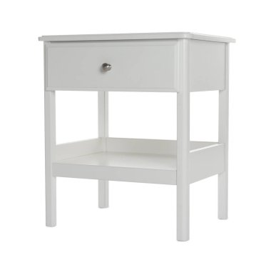 Beyazlar üzerinde izole edilmiş ahşap komodin.