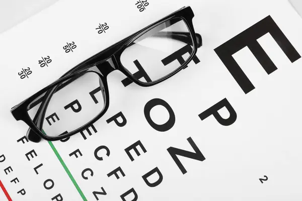 Óculos Gráfico Teste Visão Vista Superior — Fotografia de Stock