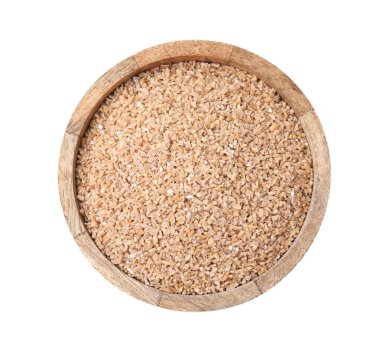 Beyaz kasede kuru buğday homurdanır.