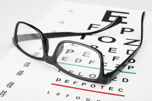 Óculos Gráfico Teste Visão Vista Perto — Fotografia de Stock