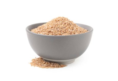 Beyaz kasedeki kuru buğday inlemeleri.