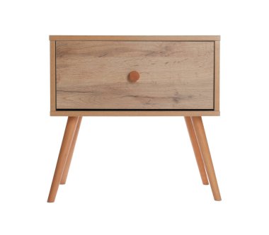 Beyazlar üzerinde izole edilmiş ahşap komodin.