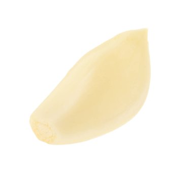 Soyulmuş bir diş sarımsak beyaza izole edilmiş.