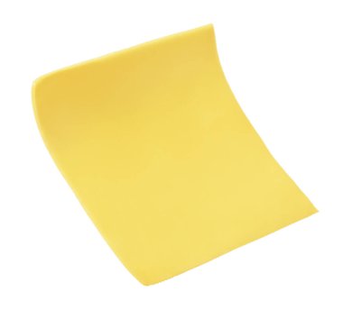 Beyaza izole edilmiş bir dilim lezzetli peynir.