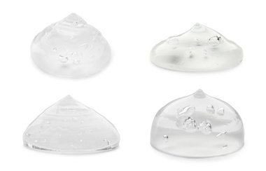 Beyaz üzerine izole edilmiş kozmetik jel örnekleri.