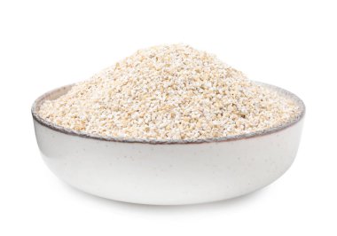 Beyaz kasede kuru arpa homurdanır.