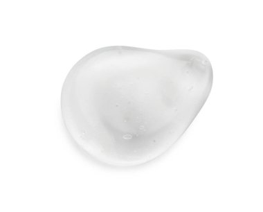 Beyaz, üst görünüm üzerinde izole temiz kozmetik jel örneği