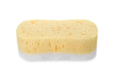 Bir yeni sarı sünger beyazda izole edilmiş.