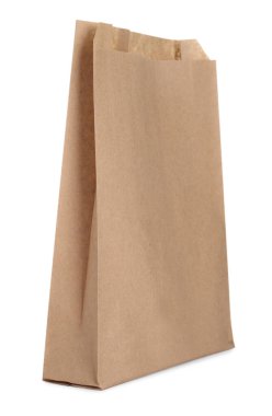 Beyaza izole edilmiş bir kese kağıdı.