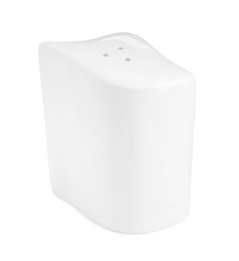 Beyaza izole edilmiş bir seramik baharat karıştırıcı.