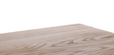 Boş açık ahşap masa beyaz üzerine izole